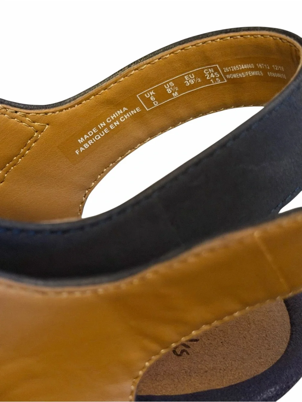 Clarks Reedly Juno Navy Nubuck Platform Wedge Comfort Soft Cushion Sandals 8.5
